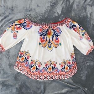 off the shoulder printed top